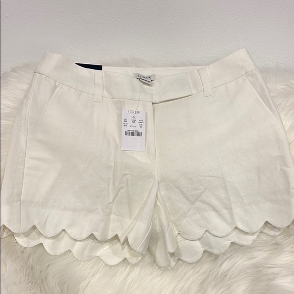 J. Crew White linen blend Scalloped Shorts 00 NWT!! - Picture 4 of 6